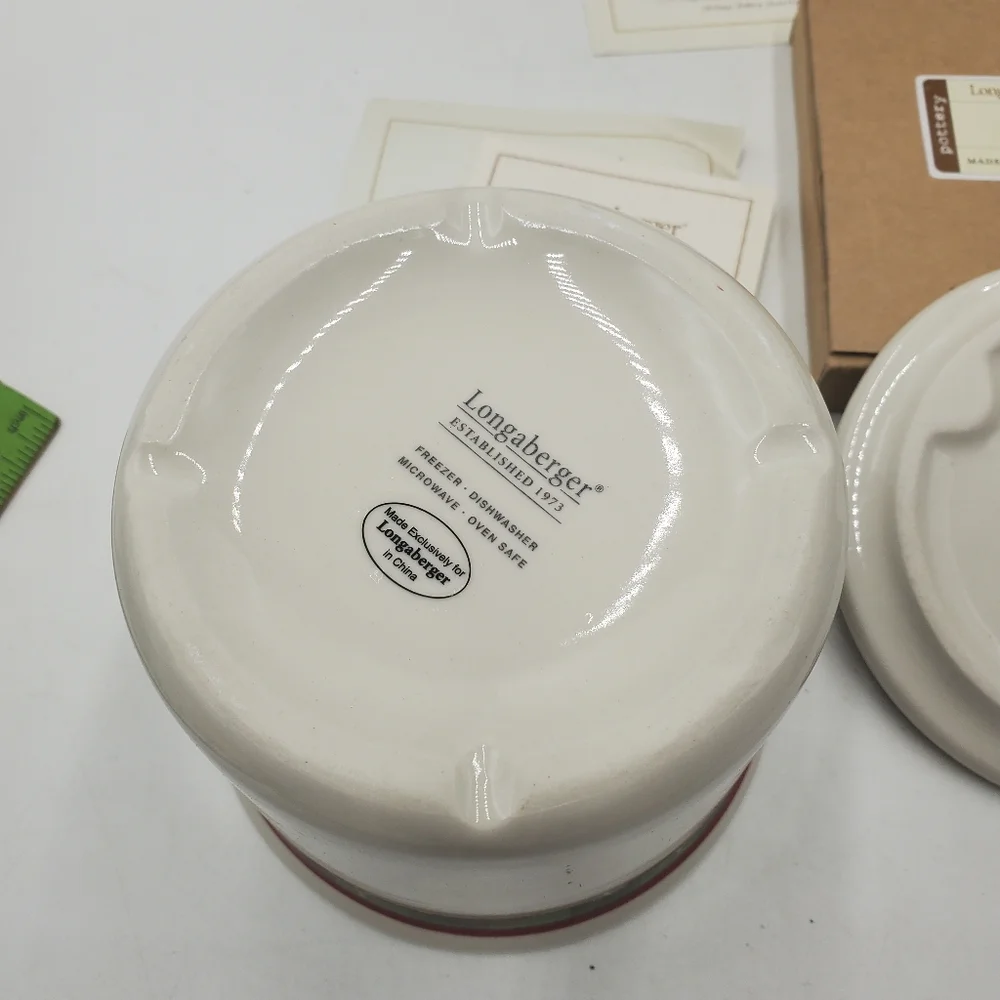 Longaberger Pottery Holiday pint crock with lid - Picture 6 of 6
